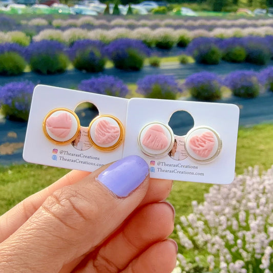 Little Circle Heart Peach Studs