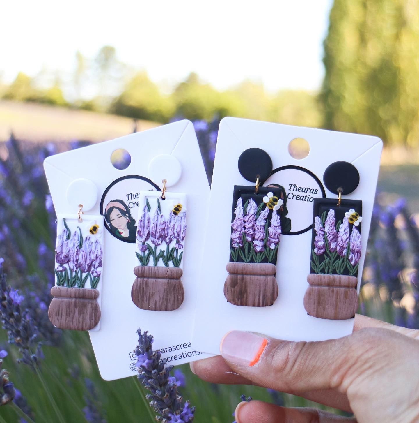 Bianca Lavender Black and white Earrings