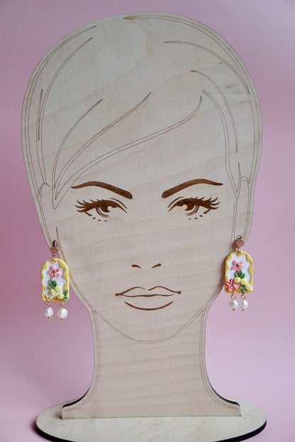Lemon cookie Earrings w/ Pearls