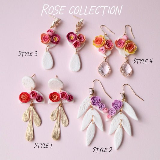 Rose Polymer Clay Earrings
