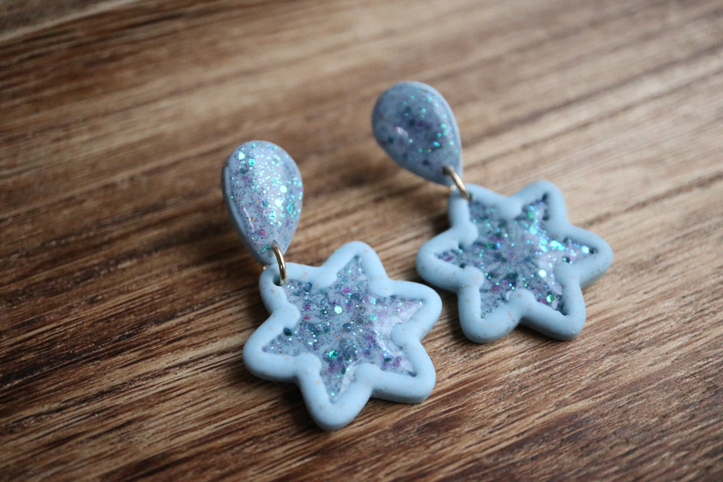 Aqua Snowflake Earrings