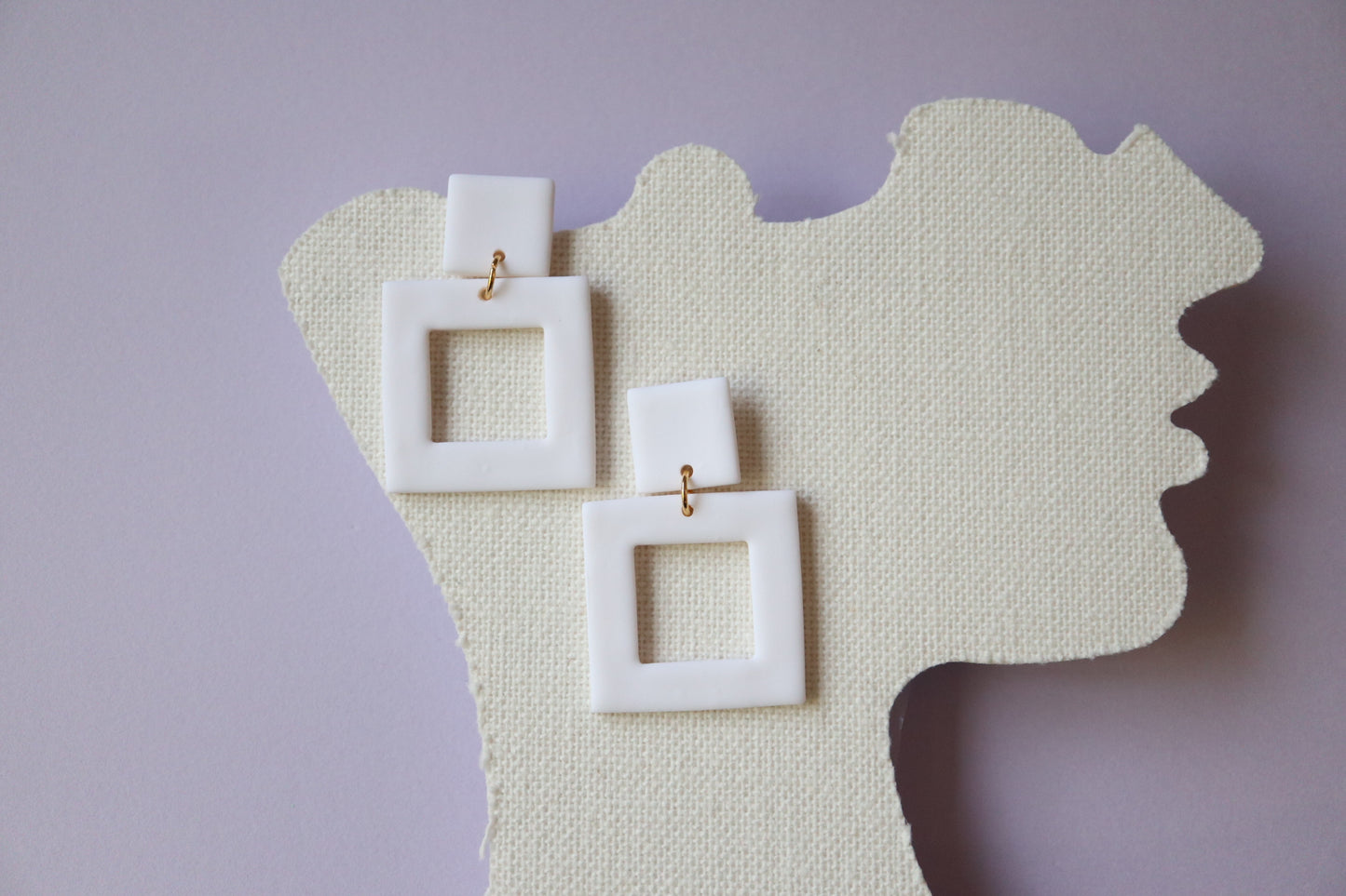 White Square Earrings