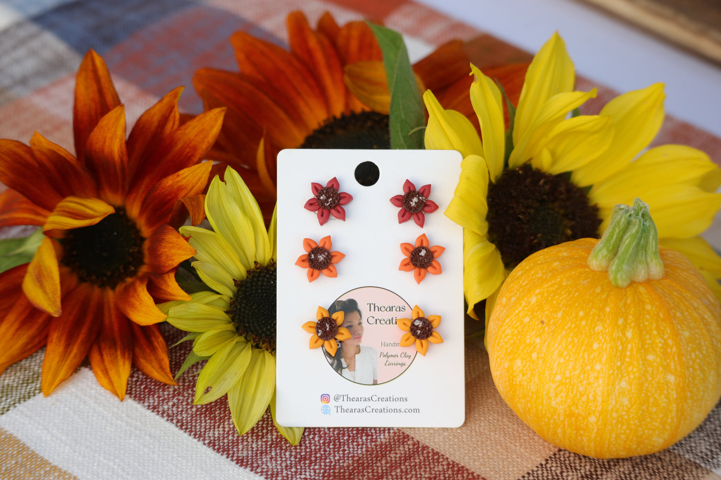 Fall Studs Sunflower Trio Colors