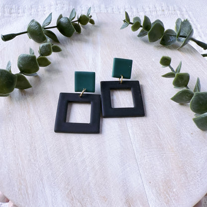 Black and Forest Green Square