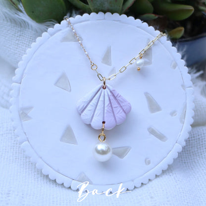 White highlight purple Seashell Car Charm