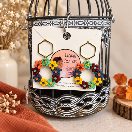 Fall Multi Colors Flower Earrings