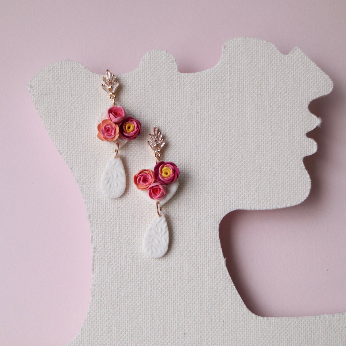 Rose Polymer Clay Earrings