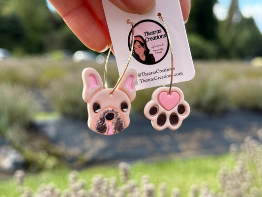 Cream French and Paws Hoops 🐾🐶