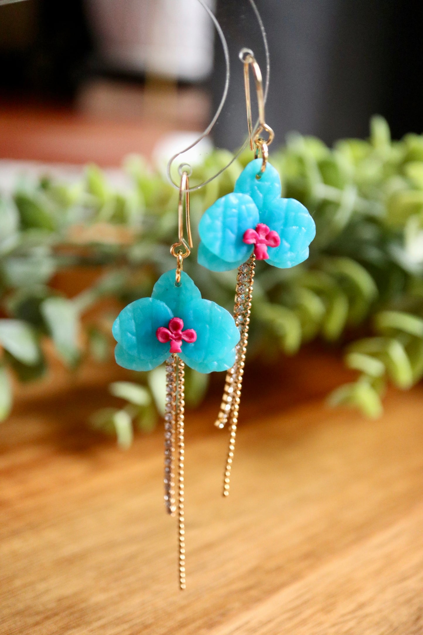 Turquoise Orchid Earrings
