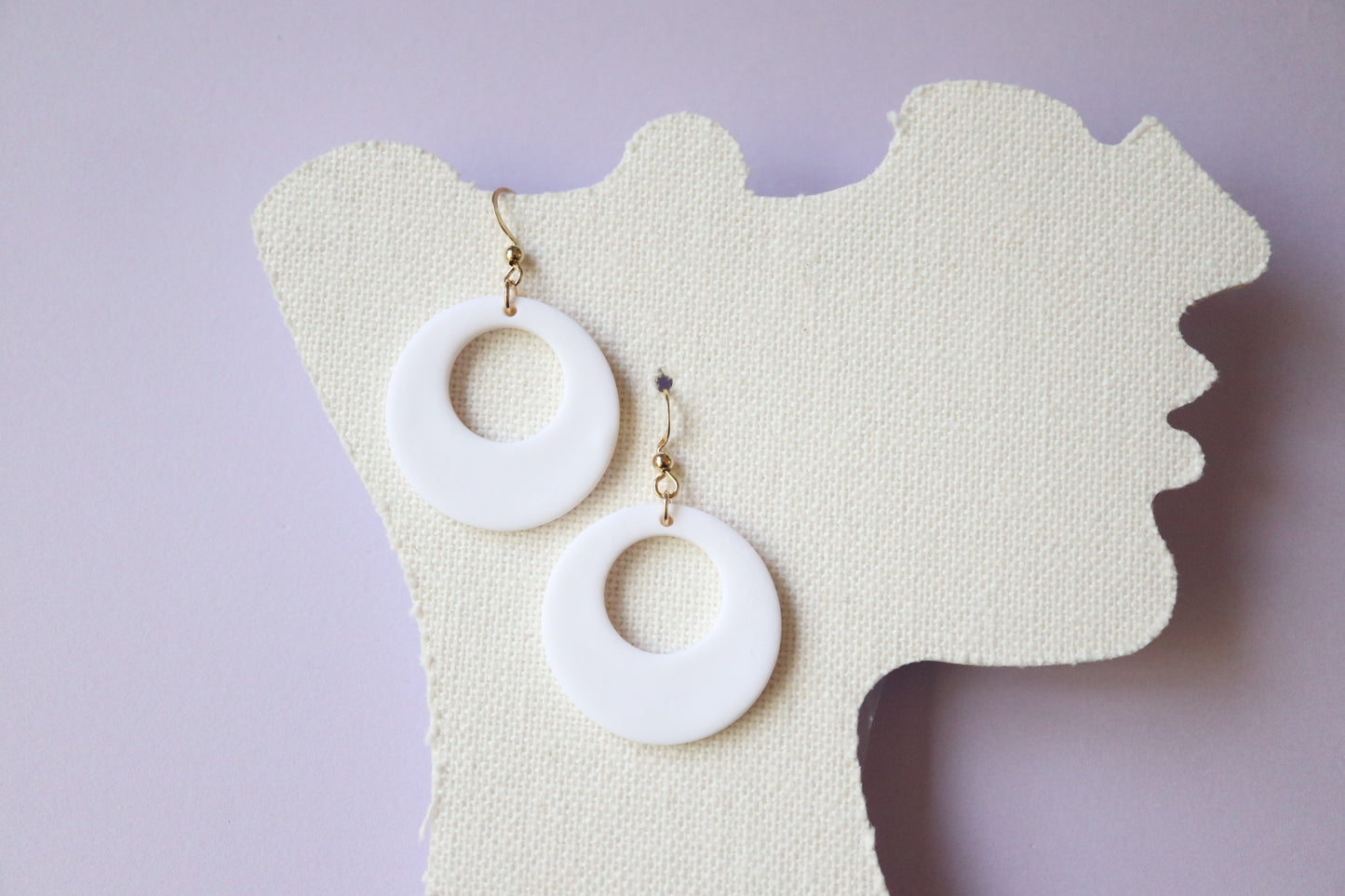 White Circle Earrings