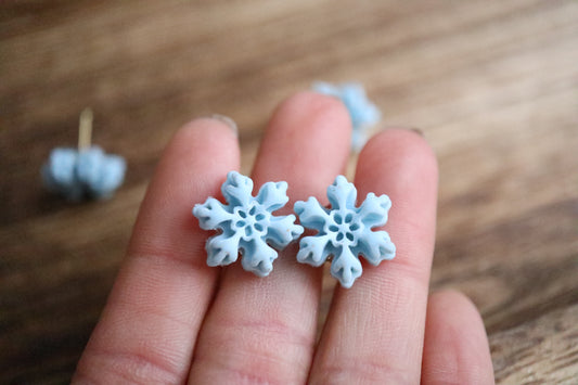 Aqua Snowflake Studs