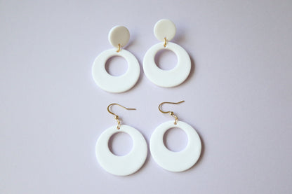 White Circle Earrings