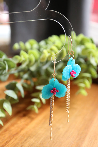 Turquoise Orchid Earrings