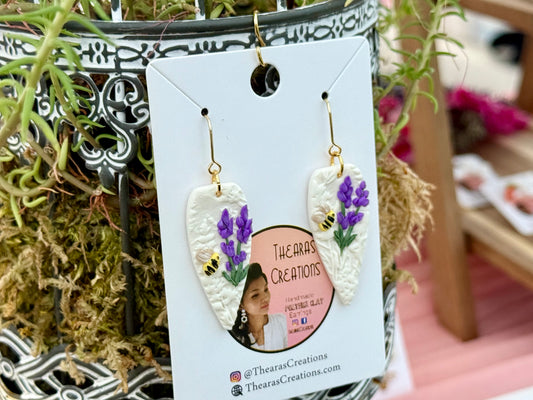 Ivory background lavender earrings ￼