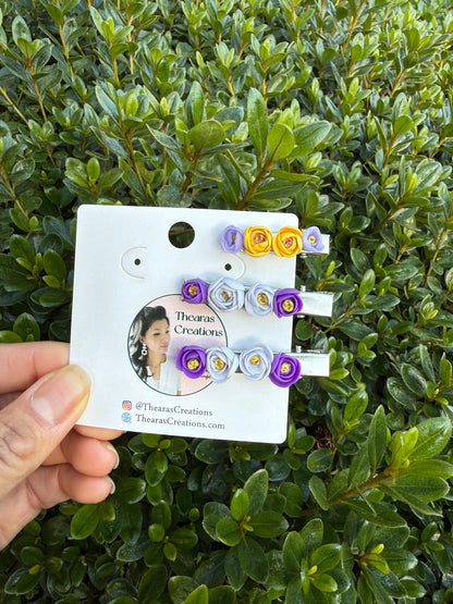 Purple Rose Girl Hair Clip