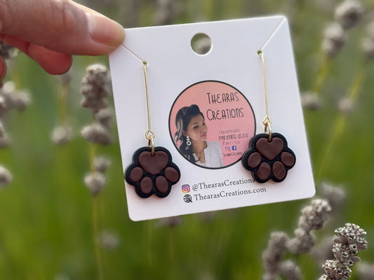 Black and brown dog paws 🐾 earrings (Small)