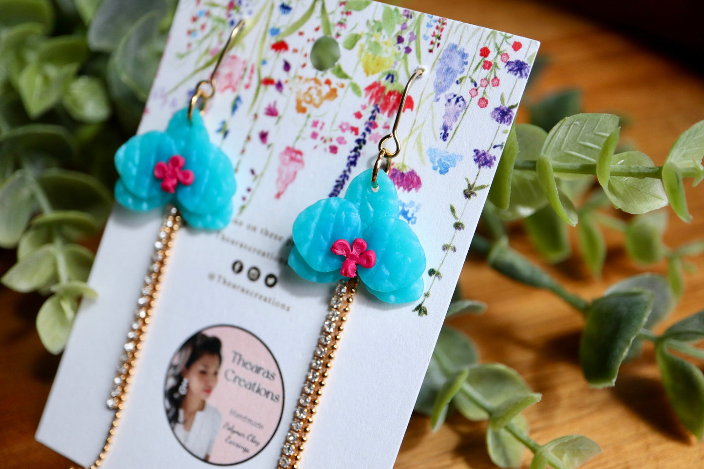 Turquoise Orchid Earrings