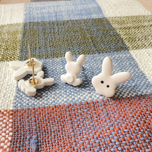 Bunnies White Earrings