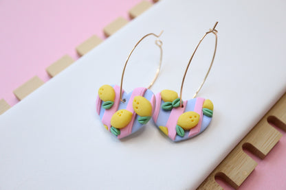 Lemon with Baby Blue and Pink Earrings