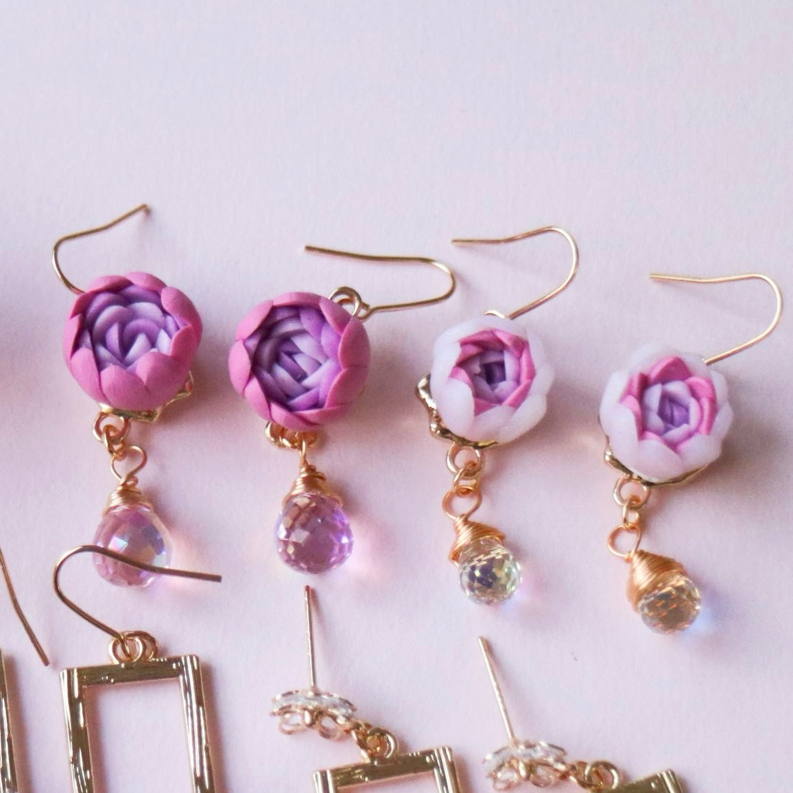 Peonies with Krystal earrings