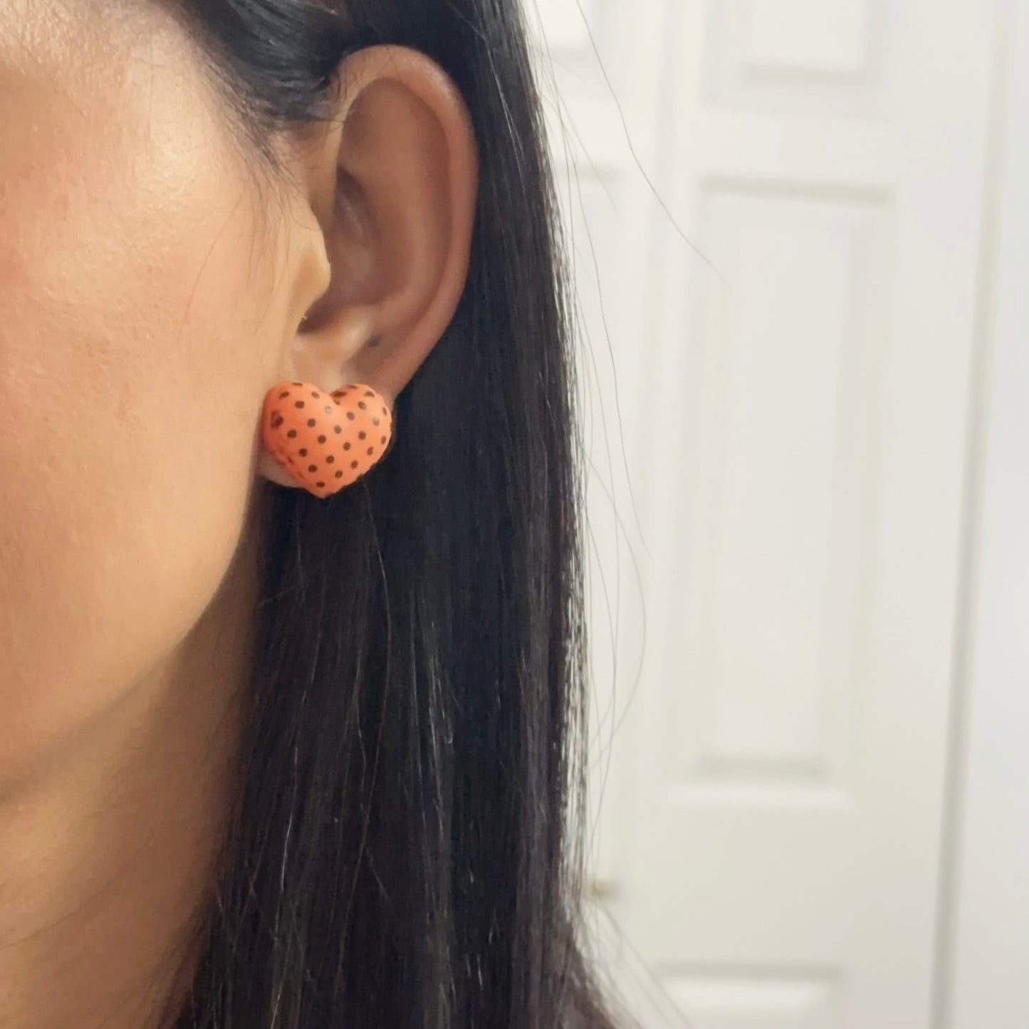 Balloon Heart with Polka Dots Studs