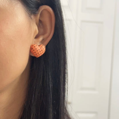 Balloon Heart with Polka Dots Studs