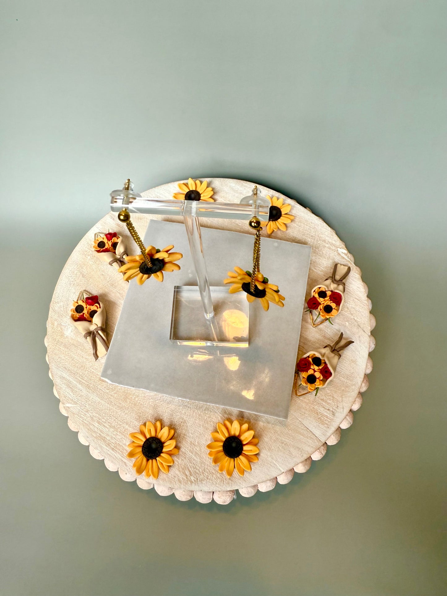 Hanging Sunflower Earrings.
