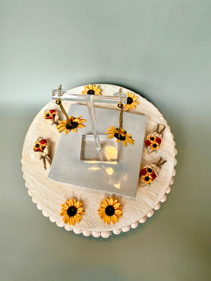 Hanging Sunflower Earrings.