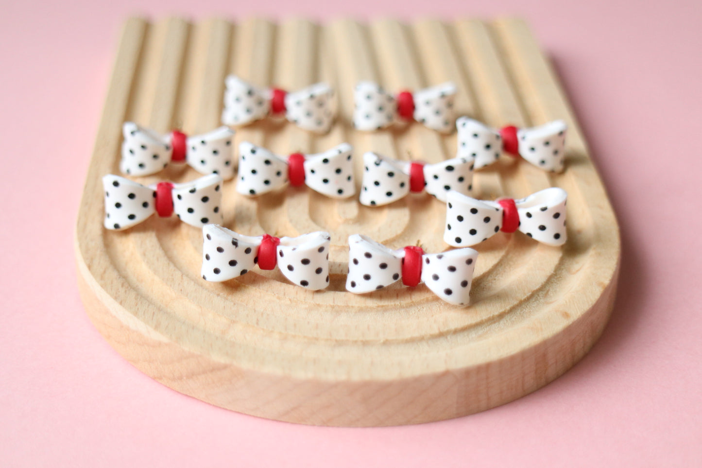 Polka dots bow studs