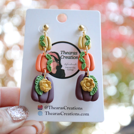 3 Pumpkin Stack Earrings