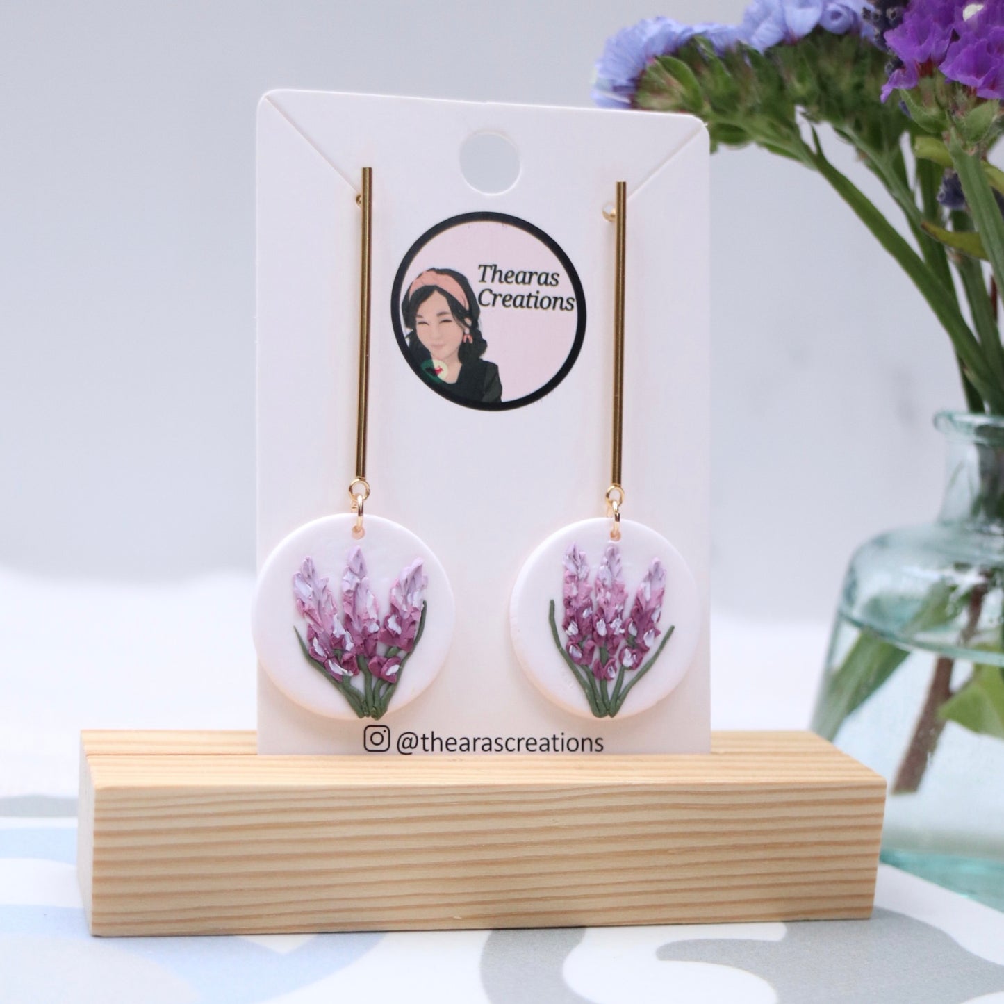 Lavender Circle Dangles Earrings