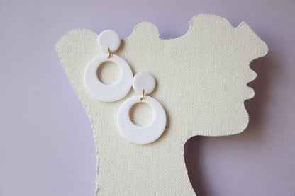 White Circle Earrings