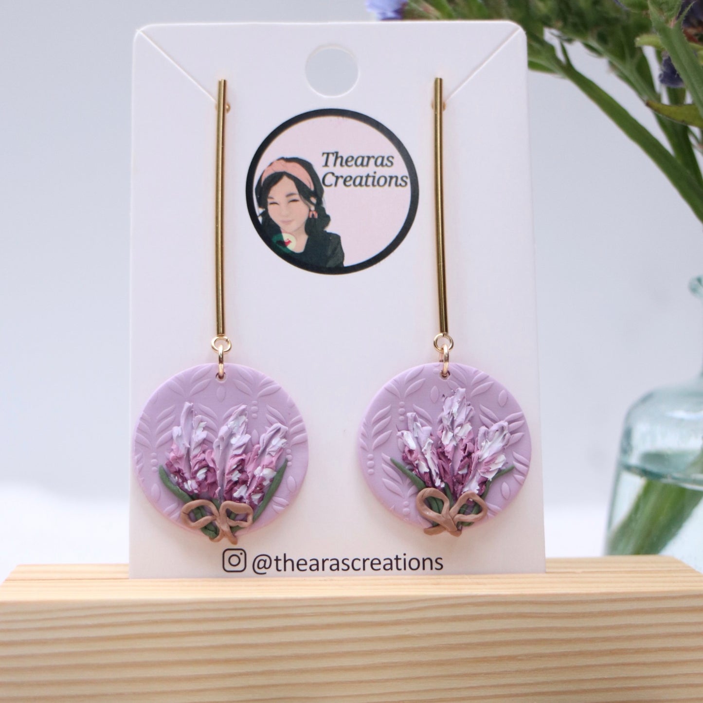 Lavender Circle Dangles Earrings