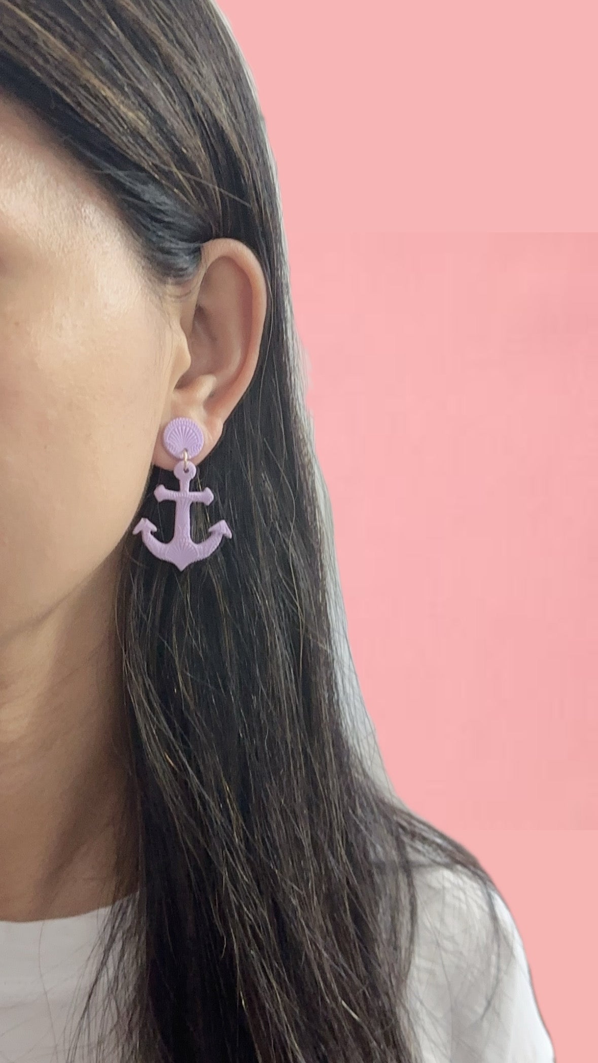 Purple Anchor Earrings