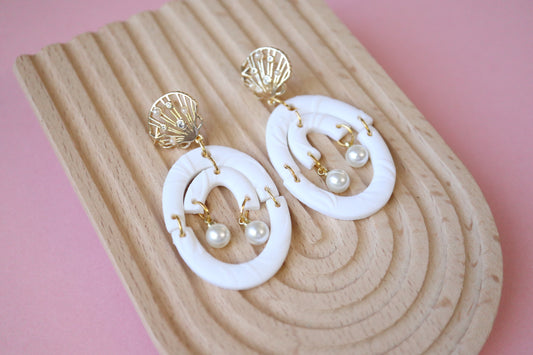 White Shell Earrings.