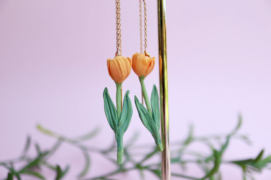Yellow Orange Tulip Link Earrings