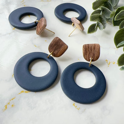 Navy Blue w/ Wood Circle