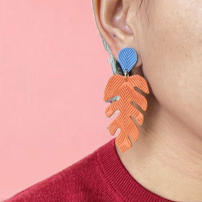 Large Monstera Plain Earrings