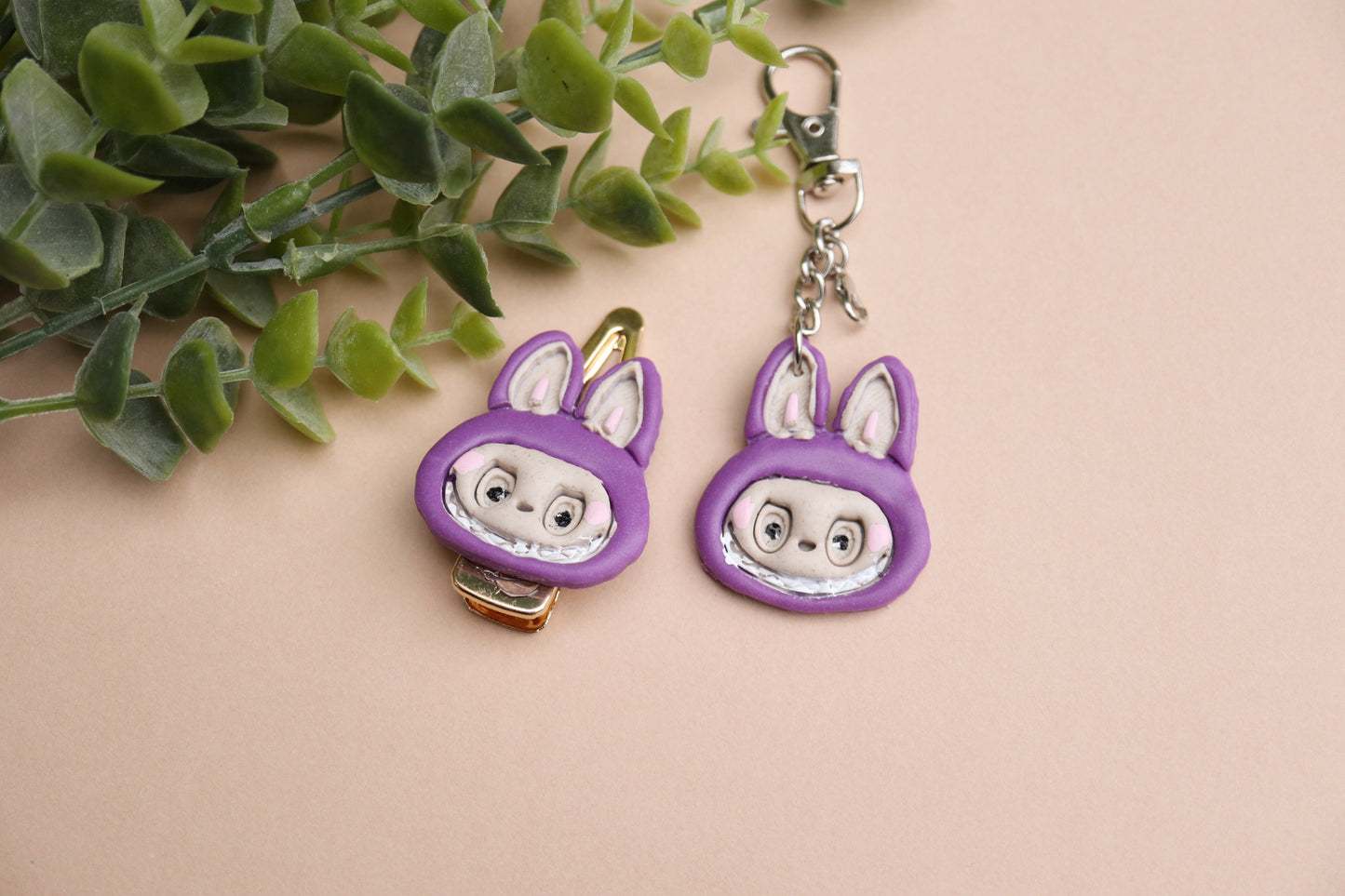 Labubu hair clips and keychains