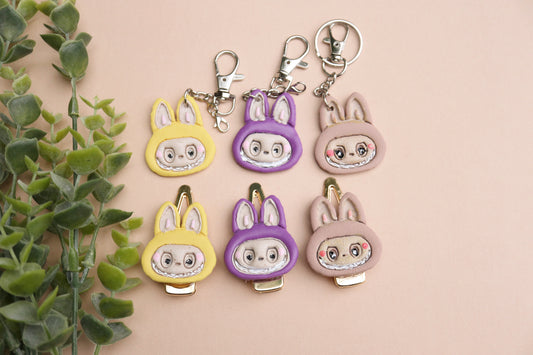 Labubu hair clips and keychains