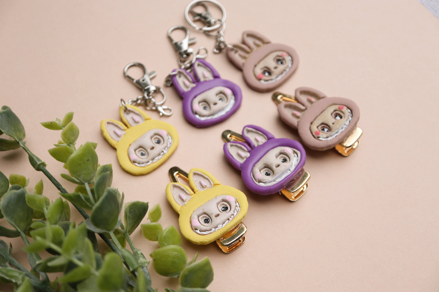 Labubu hair clips and keychains