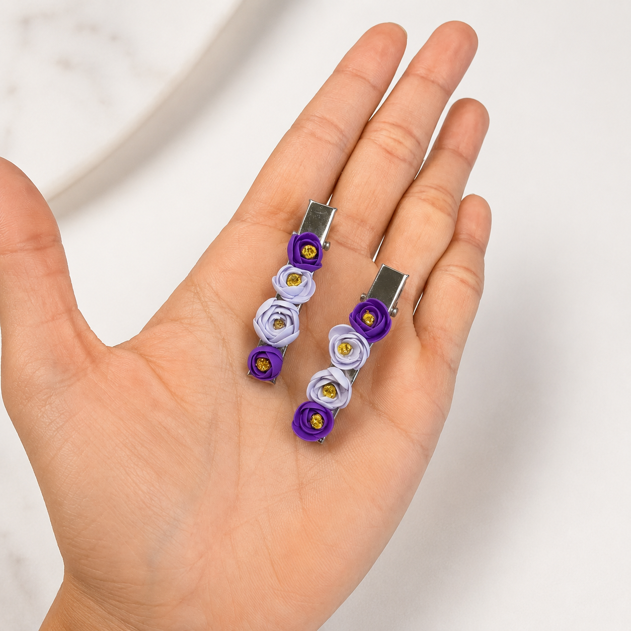 Purple Rose Girl Hair Clip