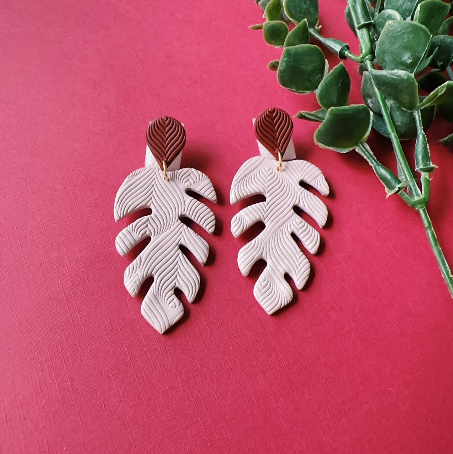 Large Monstera Plain Earrings