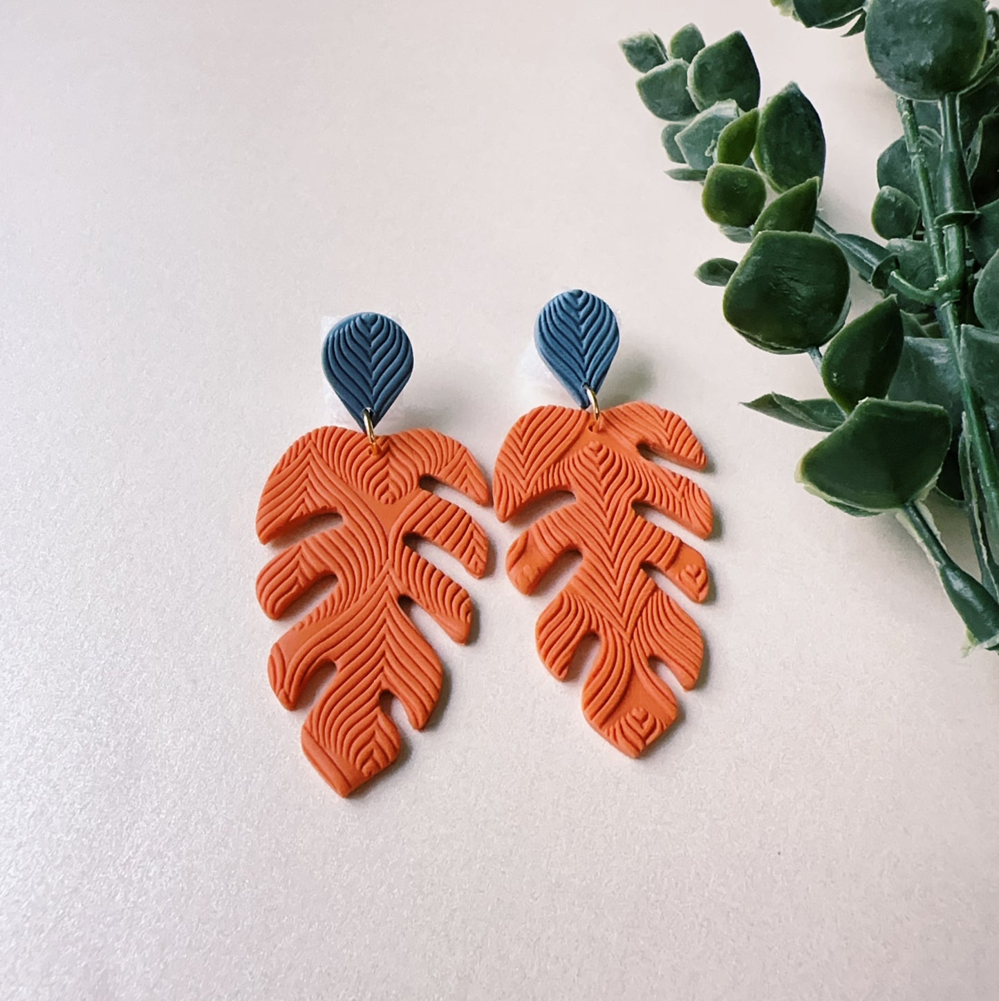 Large Monstera Plain Earrings