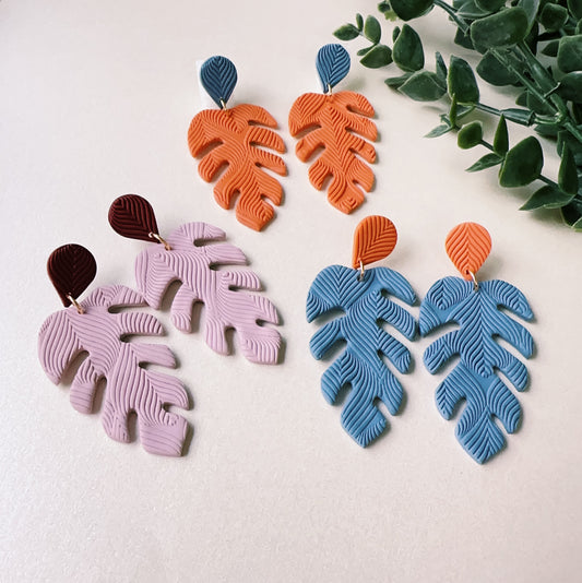 Large Monstera Plain Earrings