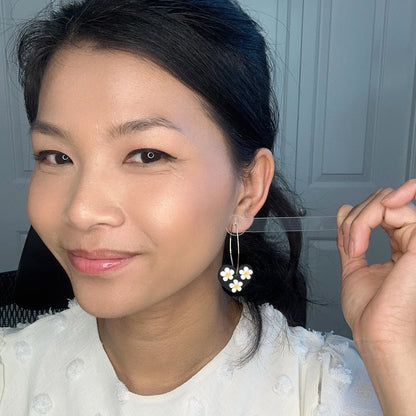 Black and White Daisy Hoops