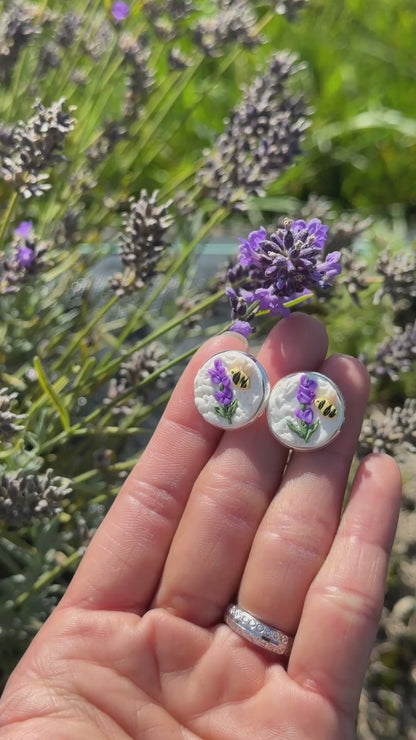 Ivory background lavender earrings ￼