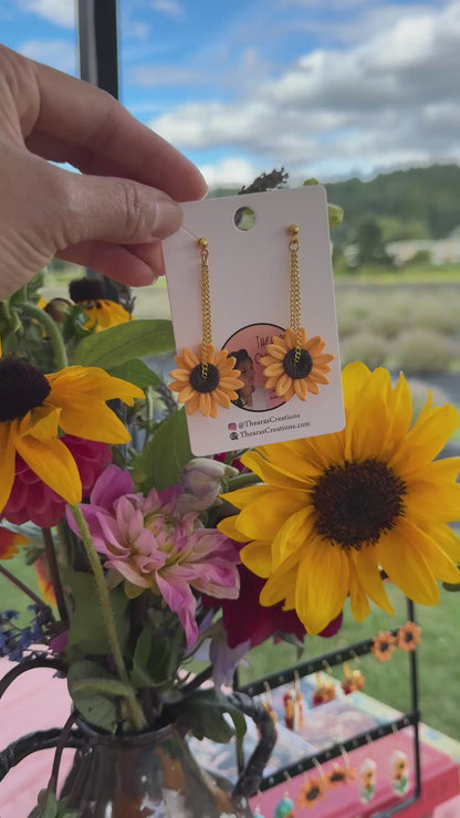 Hanging Sunflower Earrings.